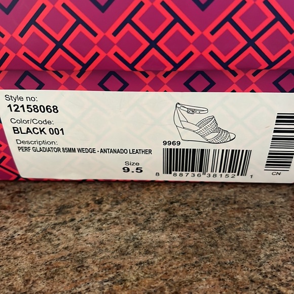 Tory Burch Gladiator 85mm Wedge Heel Perforated Antanado Leather - Picture 2 of 8